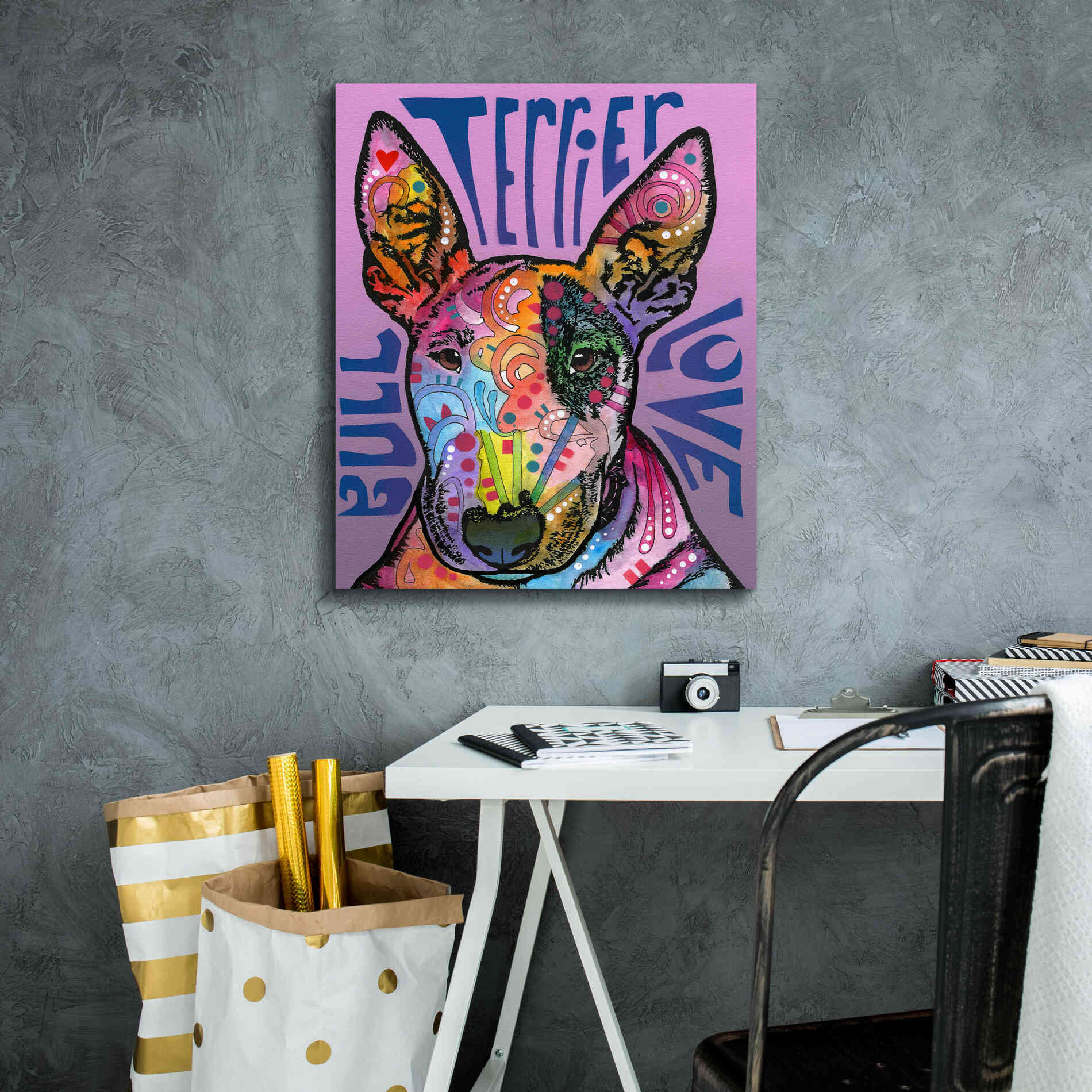 'Bull Terrier Luv' by Dean Russo, Giclee Canvas Wall Art,20x24