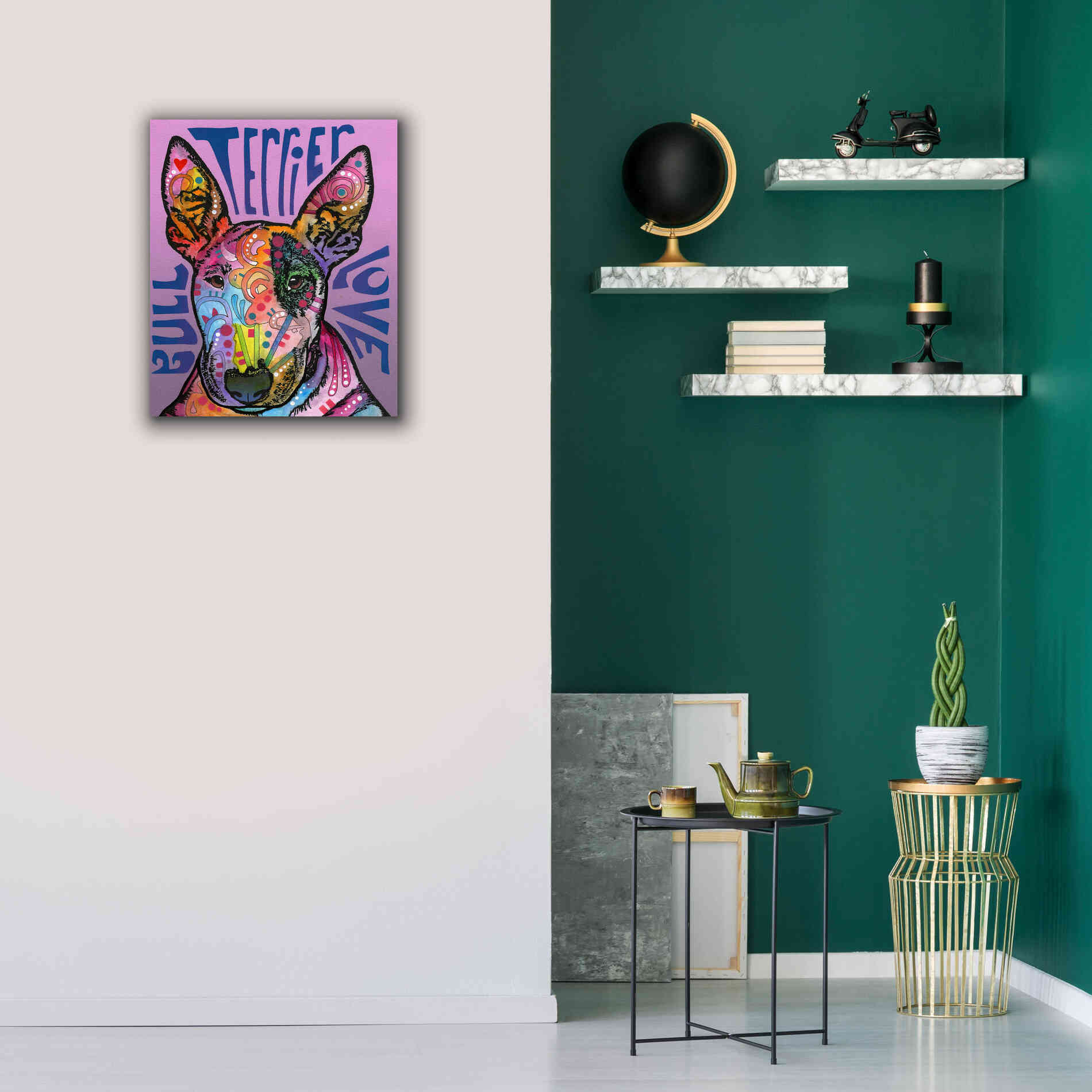 'Bull Terrier Luv' by Dean Russo, Giclee Canvas Wall Art,20x24