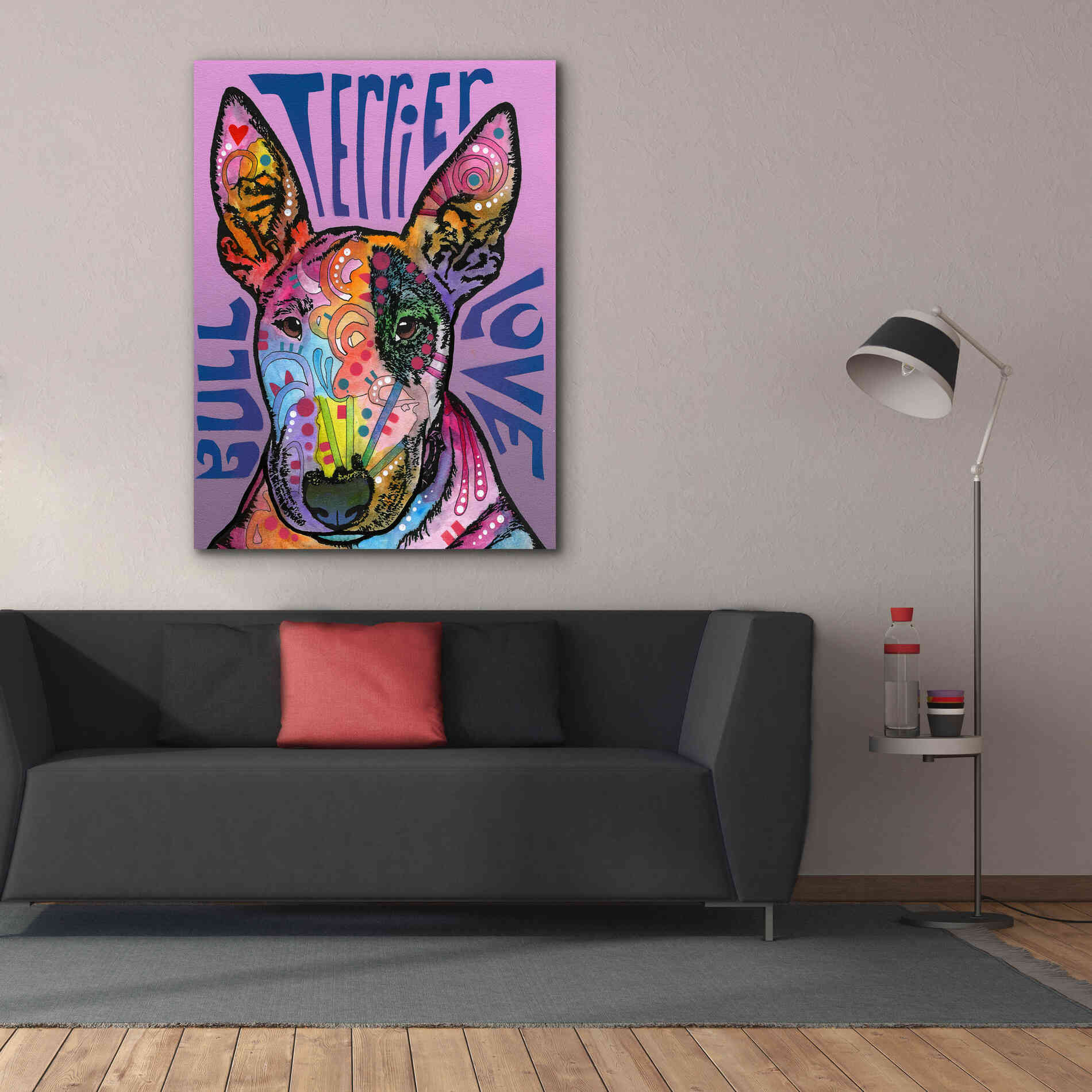 'Bull Terrier Luv' by Dean Russo, Giclee Canvas Wall Art,40x54