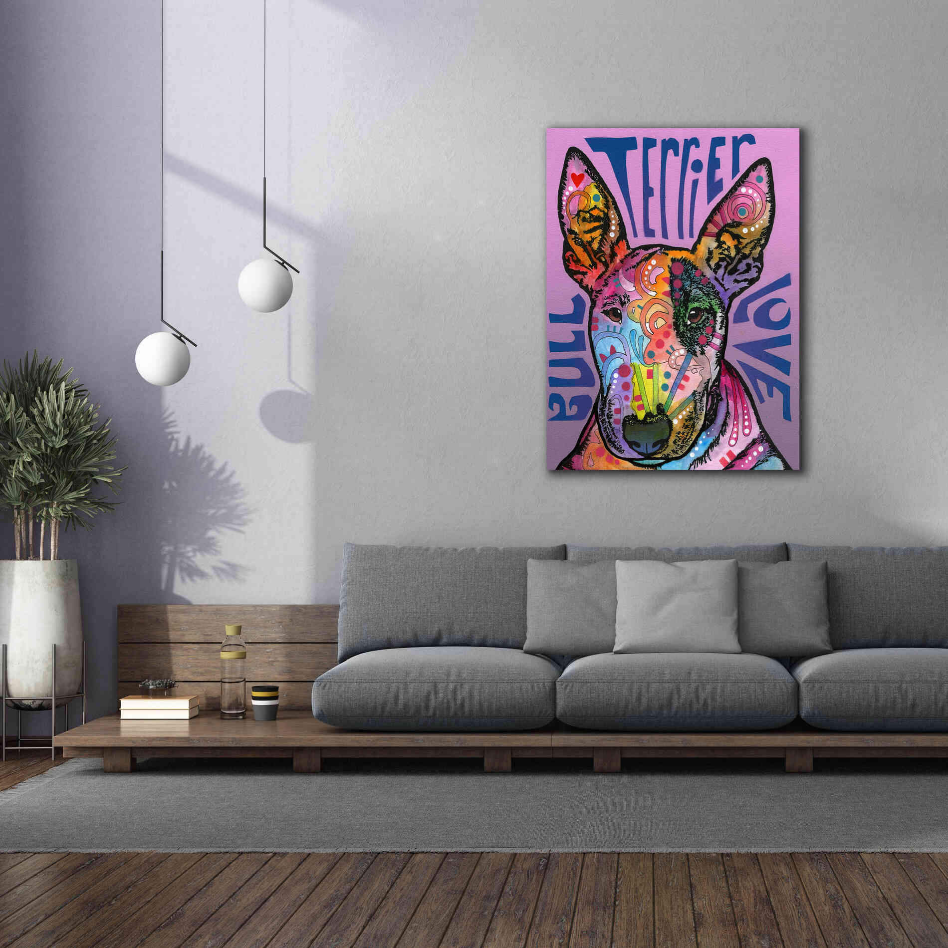 'Bull Terrier Luv' by Dean Russo, Giclee Canvas Wall Art,40x54