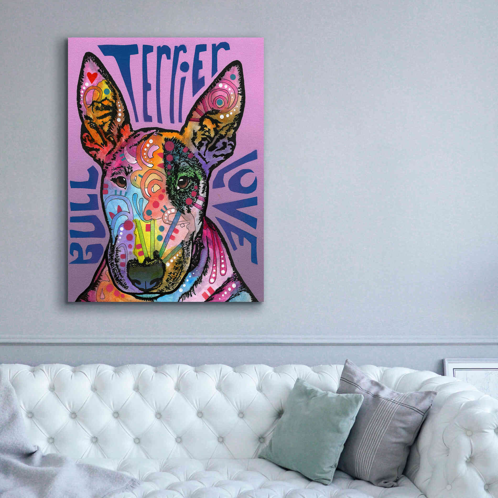 'Bull Terrier Luv' by Dean Russo, Giclee Canvas Wall Art,40x54