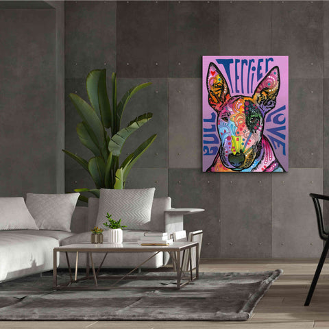 Image of 'Bull Terrier Luv' by Dean Russo, Giclee Canvas Wall Art,40x54