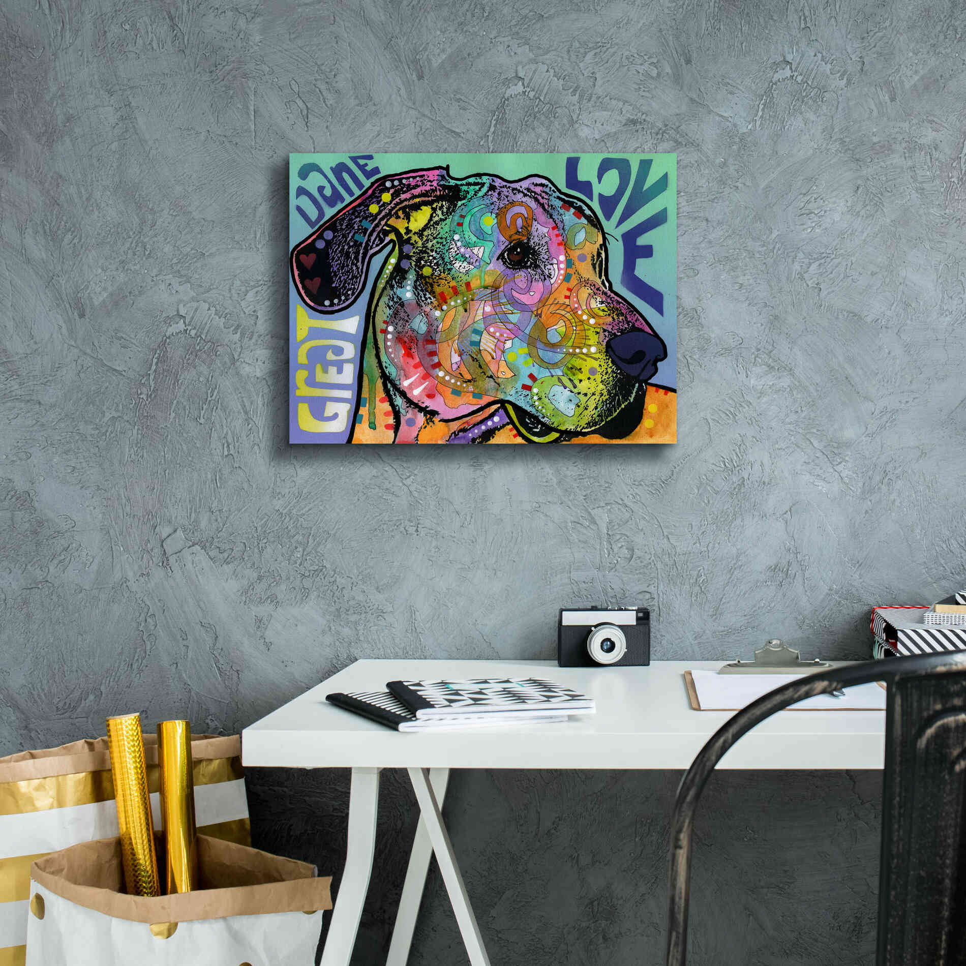 'Great Dane Luv' by Dean Russo, Giclee Canvas Wall Art,16x12