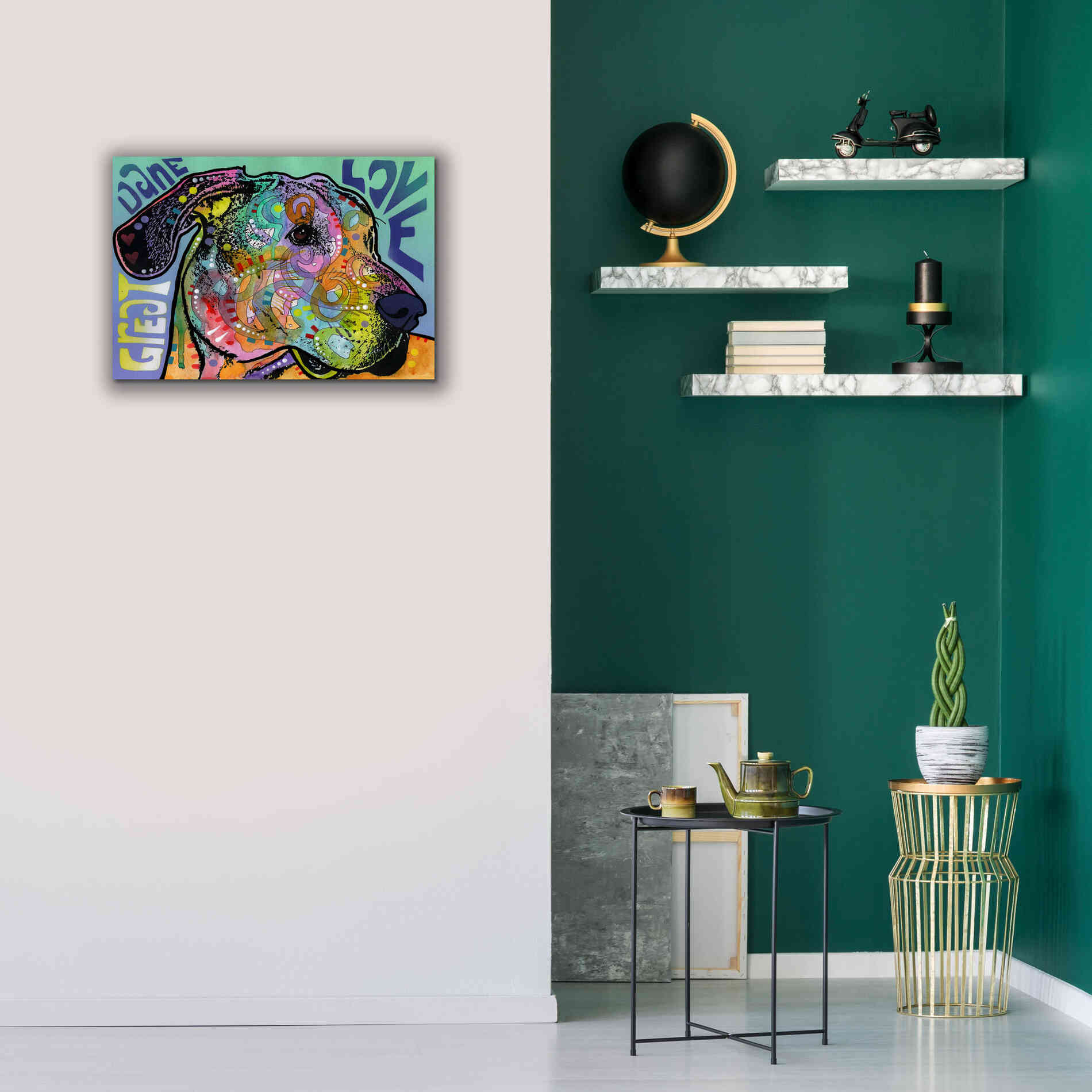 'Great Dane Luv' by Dean Russo, Giclee Canvas Wall Art,26x18