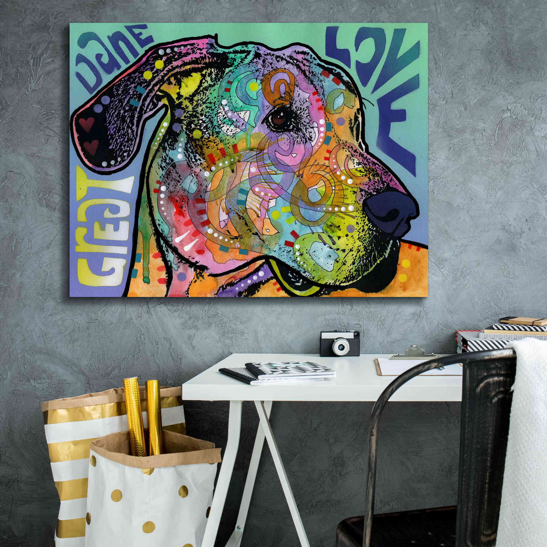 'Great Dane Luv' by Dean Russo, Giclee Canvas Wall Art,34x26