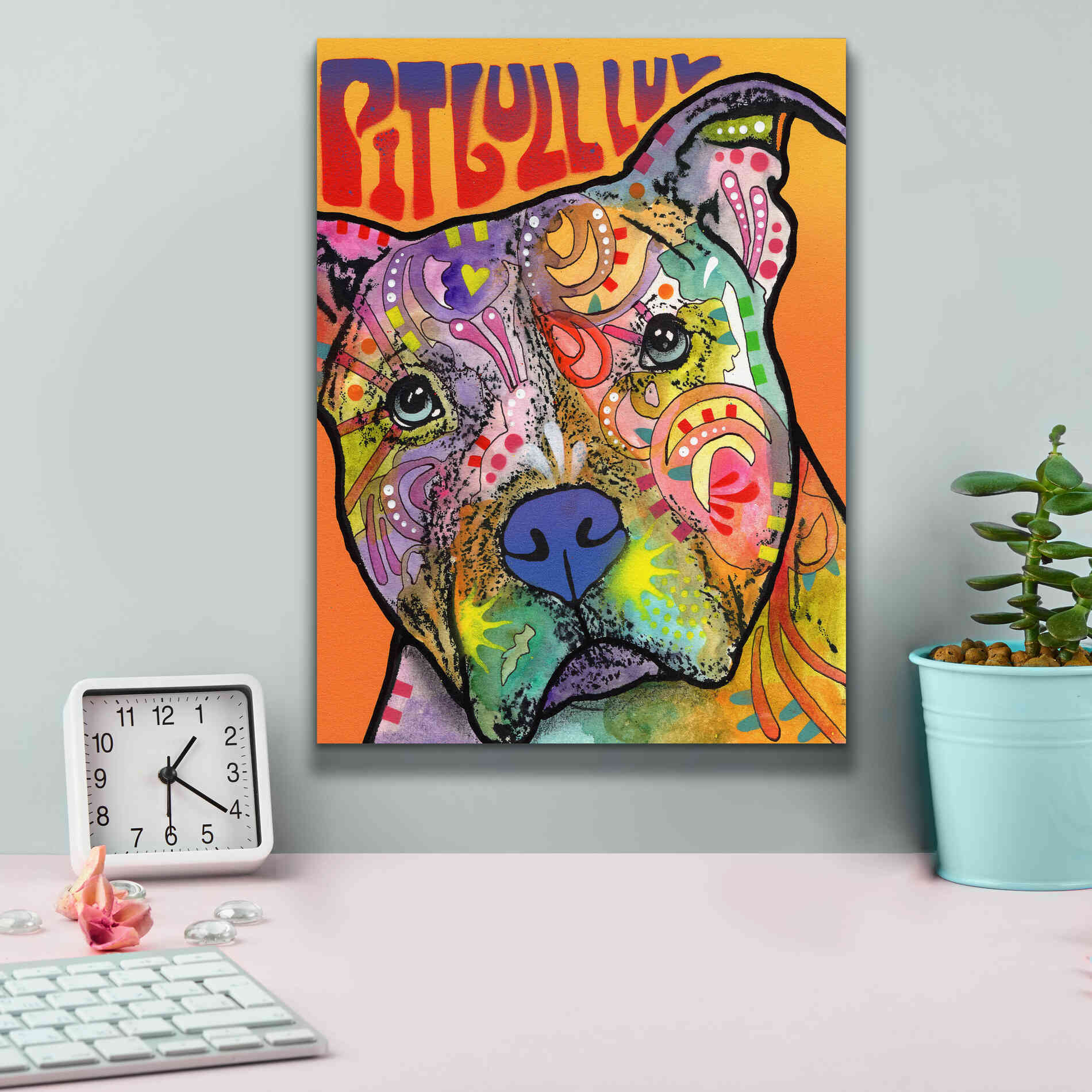 'Pit Bull Luv' by Dean Russo, Giclee Canvas Wall Art,12x16