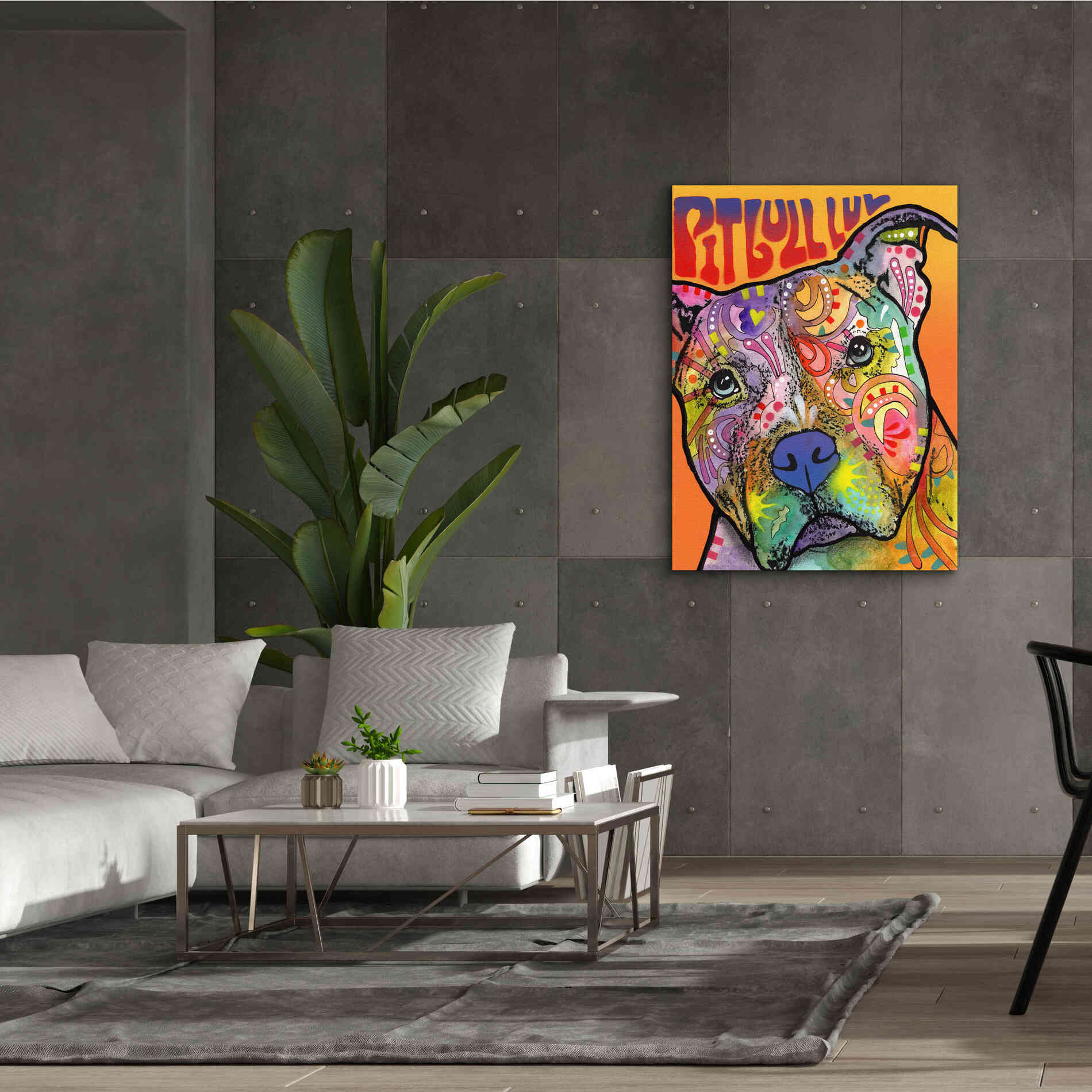 'Pit Bull Luv' by Dean Russo, Giclee Canvas Wall Art,40x54