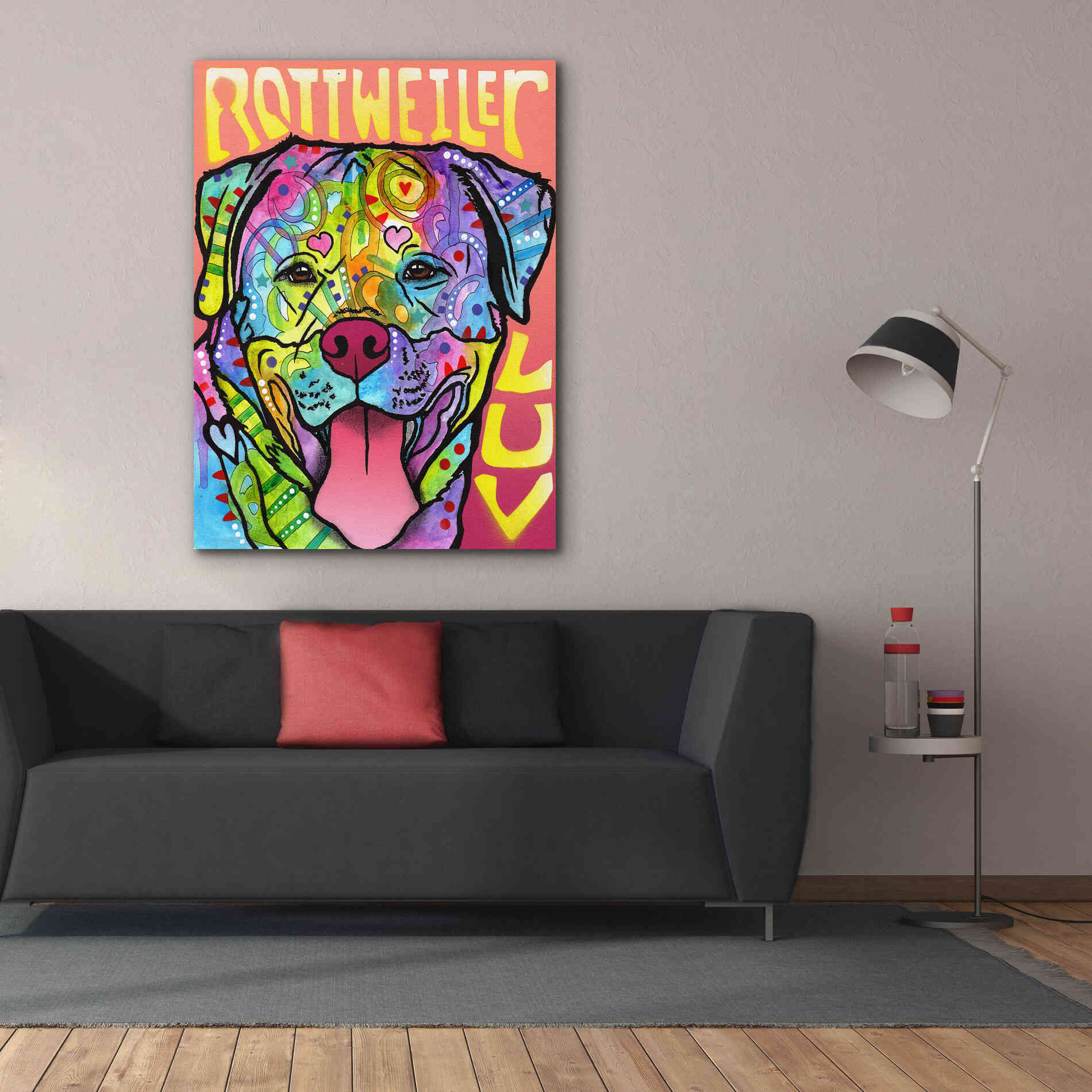 'Rottweiler Luv' by Dean Russo, Giclee Canvas Wall Art,40x54