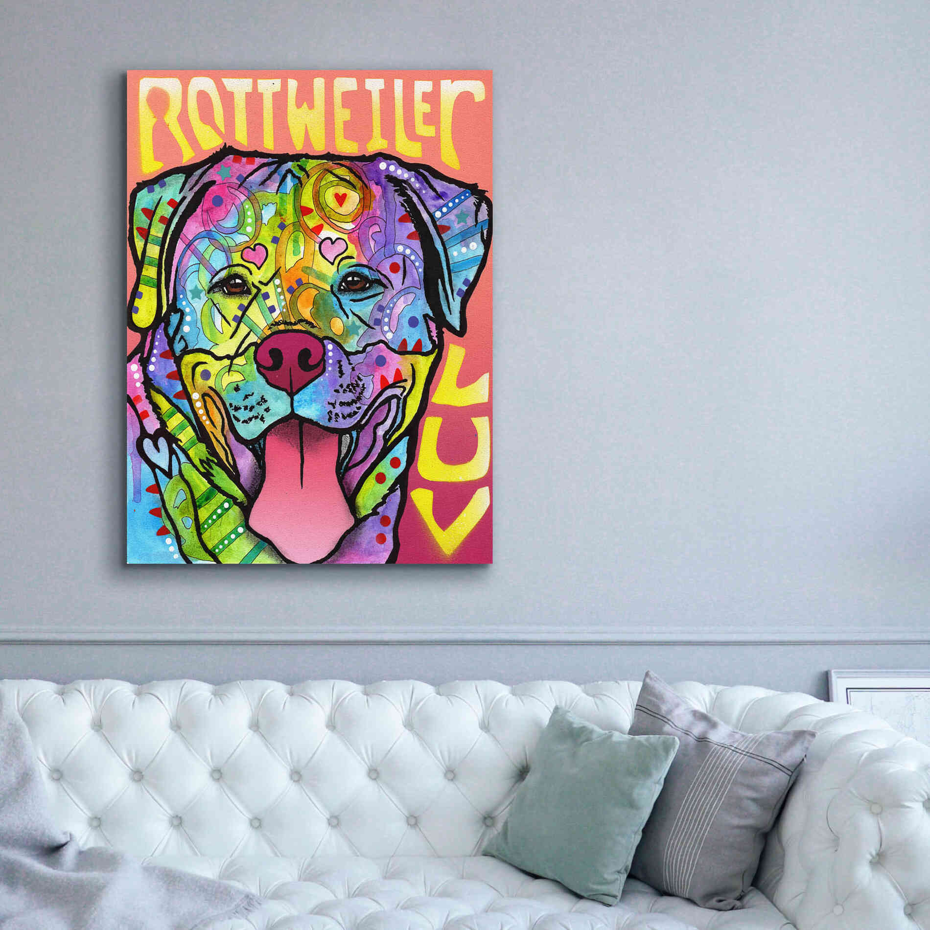 'Rottweiler Luv' by Dean Russo, Giclee Canvas Wall Art,40x54