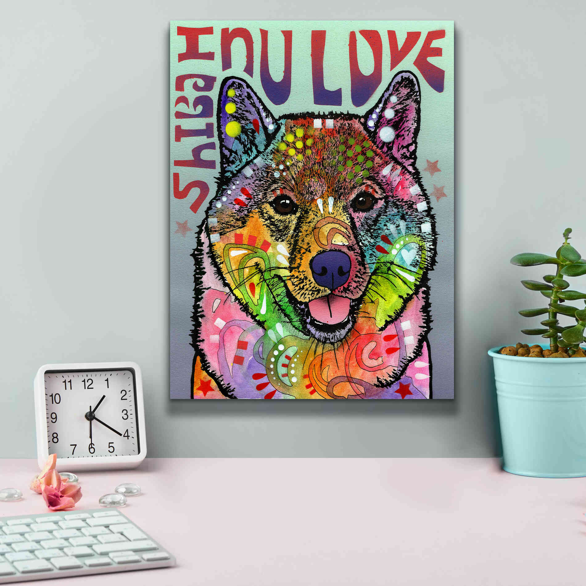 'Shiba Inu Luv' by Dean Russo, Giclee Canvas Wall Art,12x16