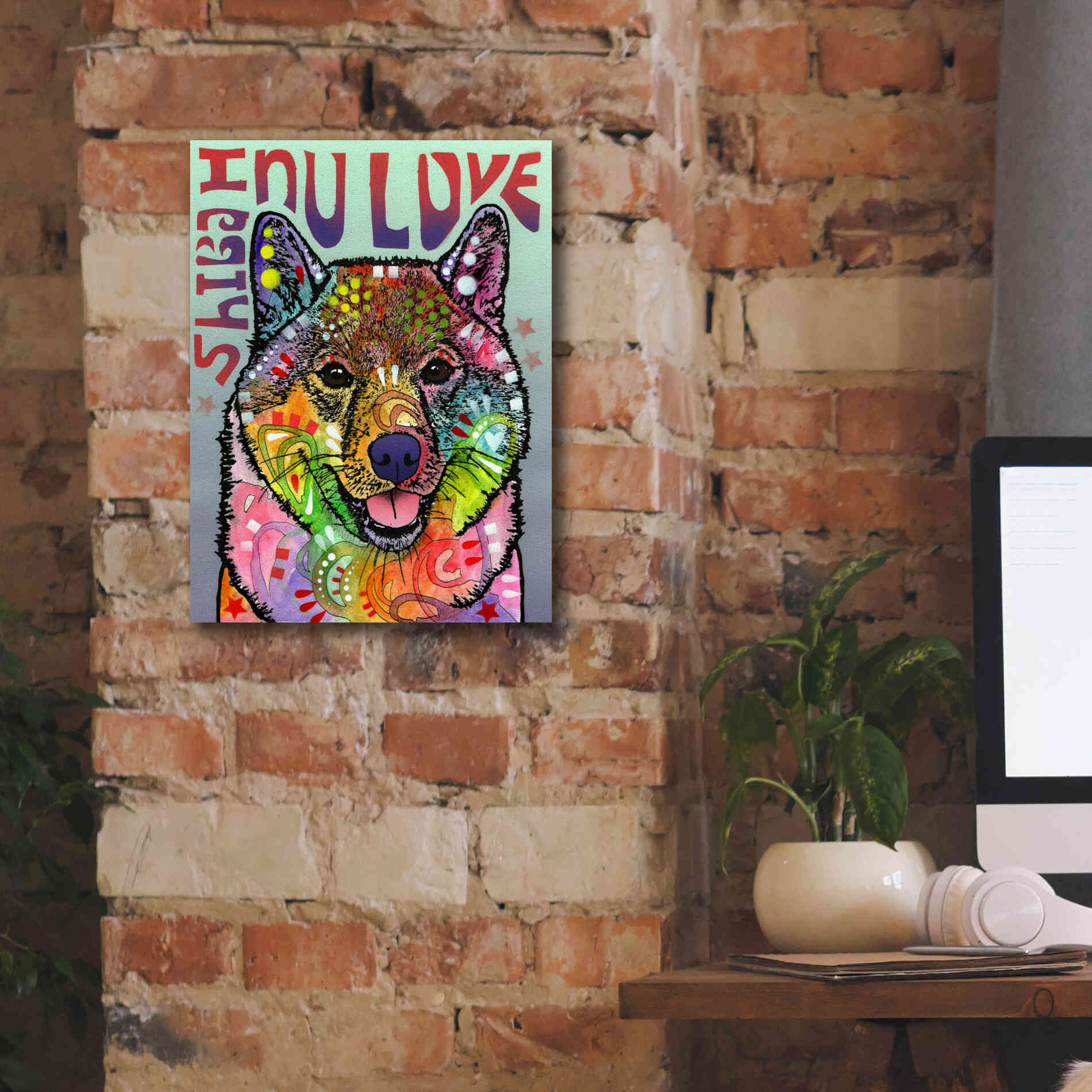 'Shiba Inu Luv' by Dean Russo, Giclee Canvas Wall Art,12x16