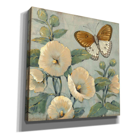 Image of 'Butterfly & Hollyhocks I' by Tim O'Toole, Canvas Wall Art