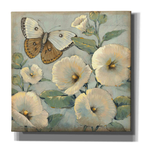 Image of 'Butterfly & Hollyhocks II' by Tim O'Toole, Canvas Wall Art