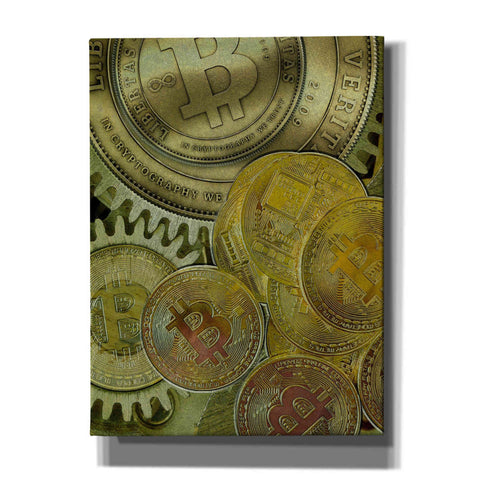 Image of 'Grunge Bitcoin Three' by Steve Hunziker, Canvas Wall Art