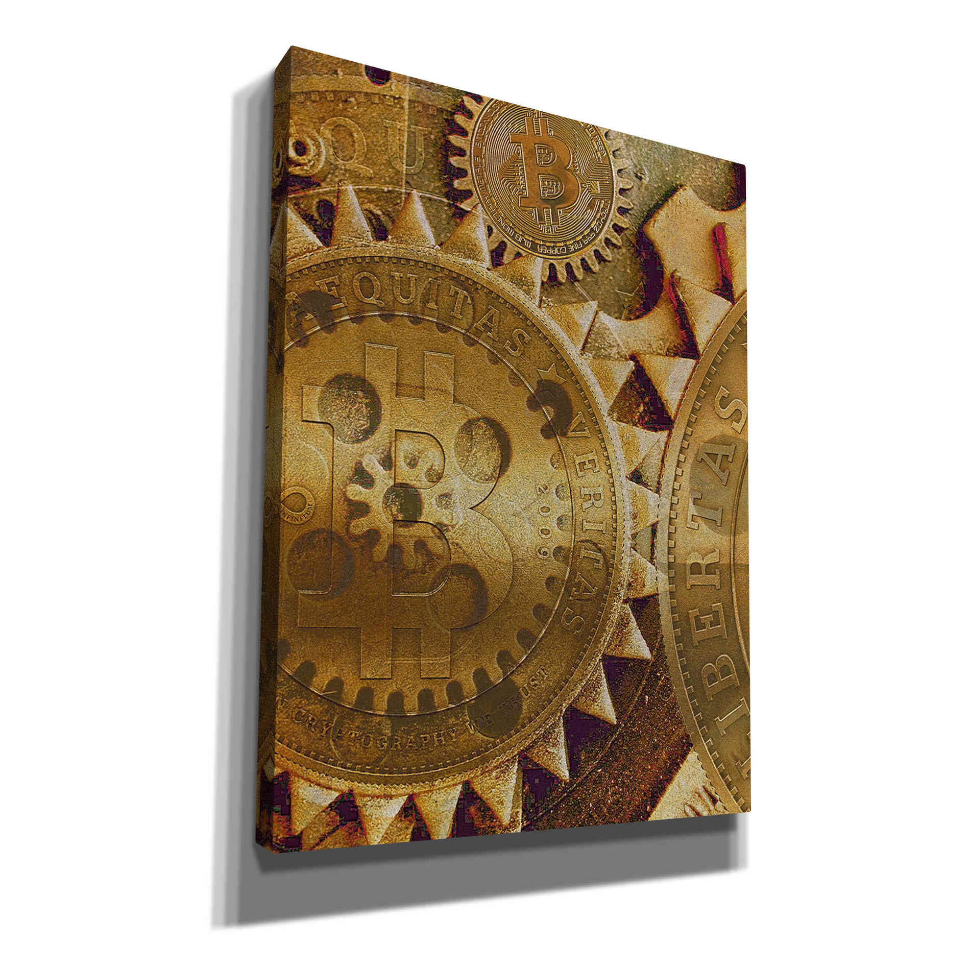 'Grunge Bitcoin Five' by Steve Hunziker, Canvas Wall Art