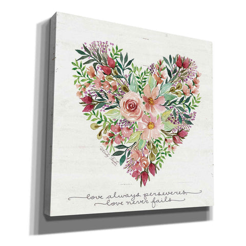 Image of 'Love Never Fails Flower Heart' by Cindy Jacobs, Canvas Wall Art