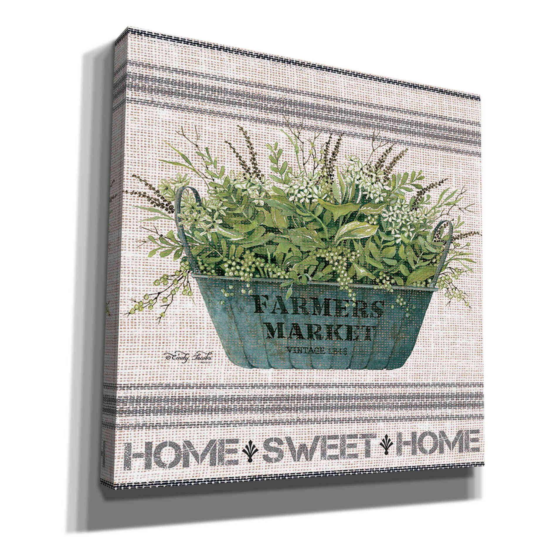 'Galvanized Farmer's Market Home Sweet Home' by Cindy Jacobs, Canvas Wall Art