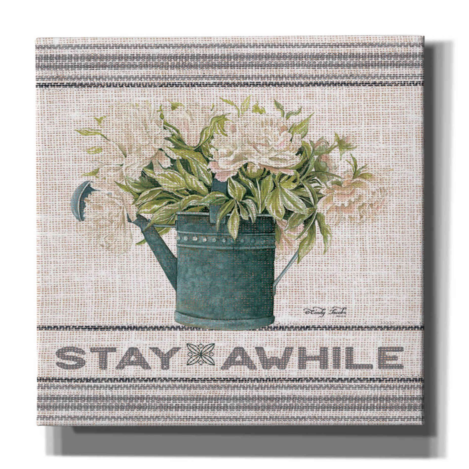 'Galvanized Peonies Stay Awhile' by Cindy Jacobs, Canvas Wall Art
