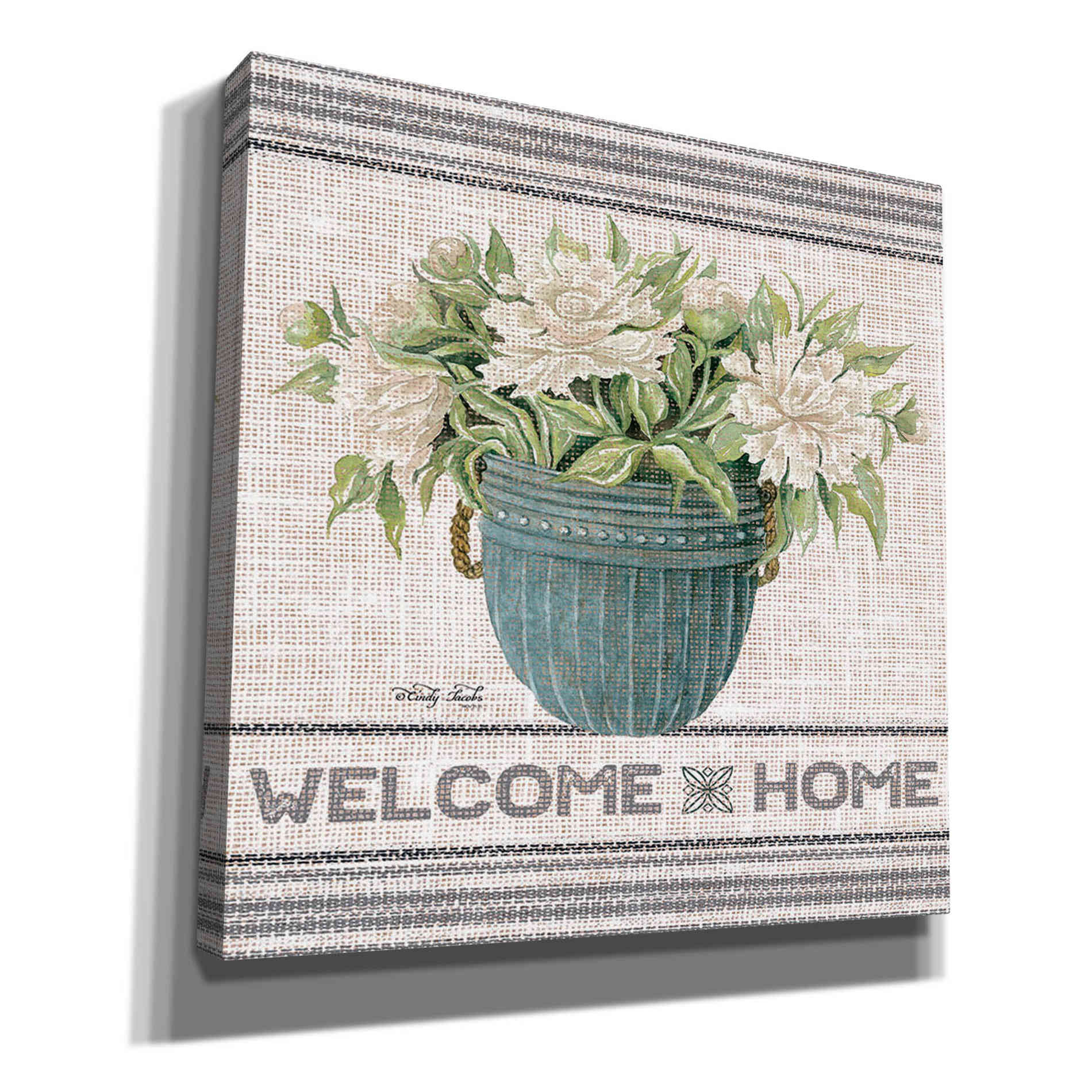 'Galvanized Peonies Welcome Home' by Cindy Jacobs, Canvas Wall Art
