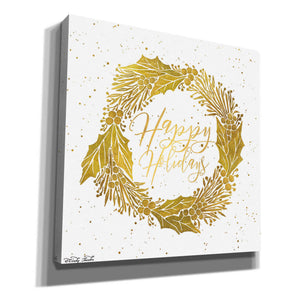 'Happy Holidays Golden Wreath' by Cindy Jacobs, Canvas Wall Art