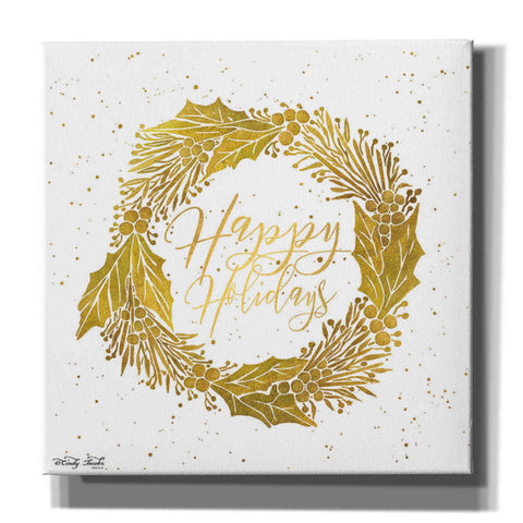 Image of 'Happy Holidays Golden Wreath' by Cindy Jacobs, Canvas Wall Art