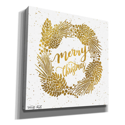 Image of 'Merry Christmas Gold Wreath' by Cindy Jacobs, Canvas Wall Art