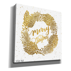 'Merry Christmas Gold Wreath' by Cindy Jacobs, Canvas Wall Art