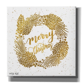 'Merry Christmas Gold Wreath' by Cindy Jacobs, Canvas Wall Art