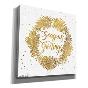 'Seasons Greetings Gold Wreath' by Cindy Jacobs, Canvas Wall Art