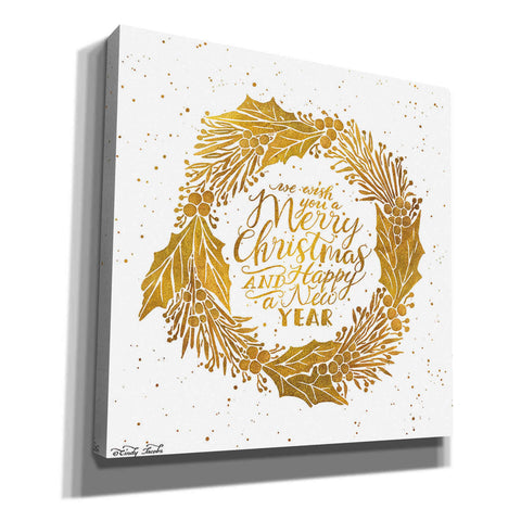 Image of 'Christmas and New Year Gold Wreath' by Cindy Jacobs, Canvas Wall Art