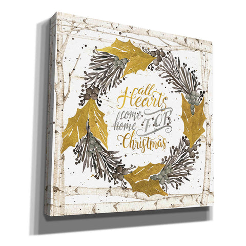 Image of 'All Hearts Come Home for Christmas Birch Wreath' by Cindy Jacobs, Canvas Wall Art