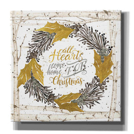 'All Hearts Come Home for Christmas Birch Wreath' by Cindy Jacobs, Canvas Wall Art