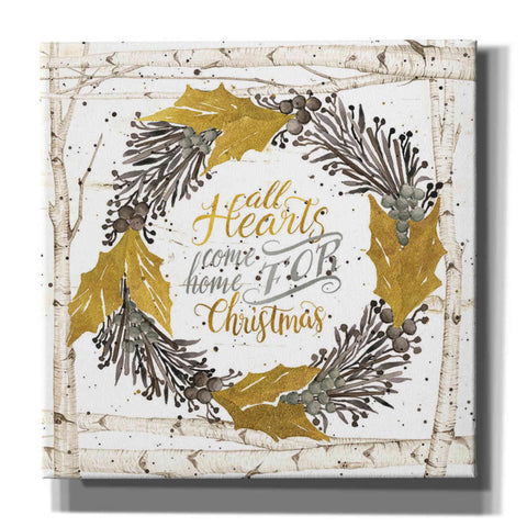 Image of 'All Hearts Come Home for Christmas Birch Wreath' by Cindy Jacobs, Canvas Wall Art