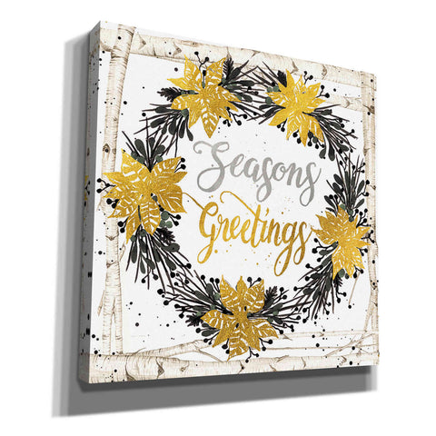 Image of 'Seasons Greetings Birch Wreath' by Cindy Jacobs, Canvas Wall Art