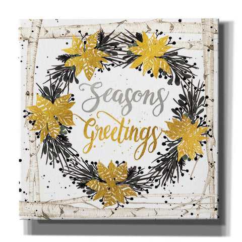 Image of 'Seasons Greetings Birch Wreath' by Cindy Jacobs, Canvas Wall Art