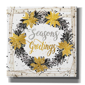 'Seasons Greetings Birch Wreath' by Cindy Jacobs, Canvas Wall Art