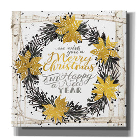 'We Wish You a Merry Christmas Birch Wreath' by Cindy Jacobs, Canvas Wall Art