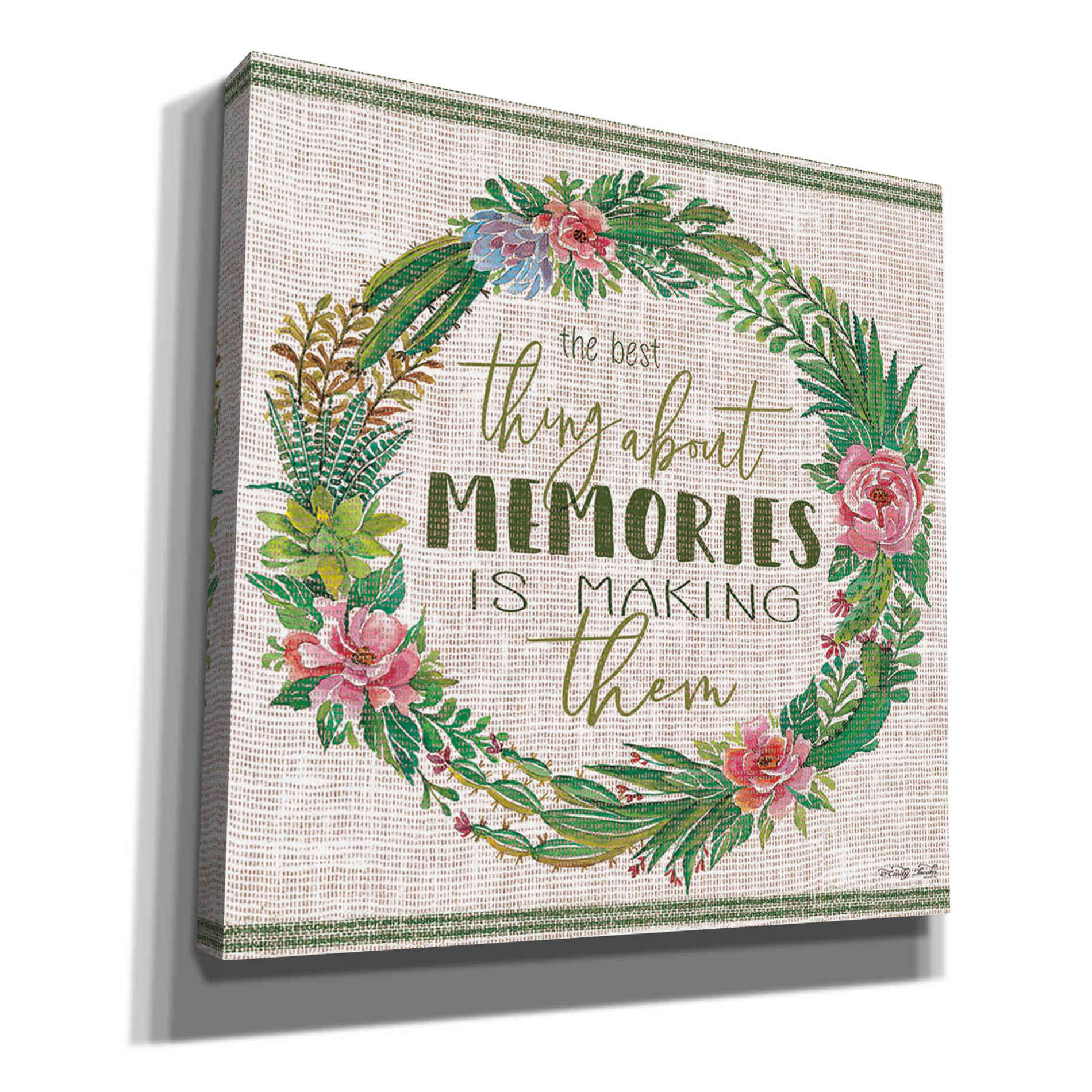 'Making Memories Succulent Wreath' by Cindy Jacobs, Canvas Wall Art