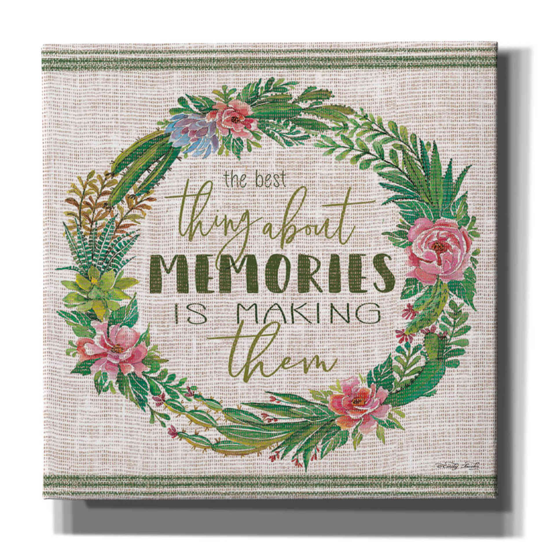 'Making Memories Succulent Wreath' by Cindy Jacobs, Canvas Wall Art