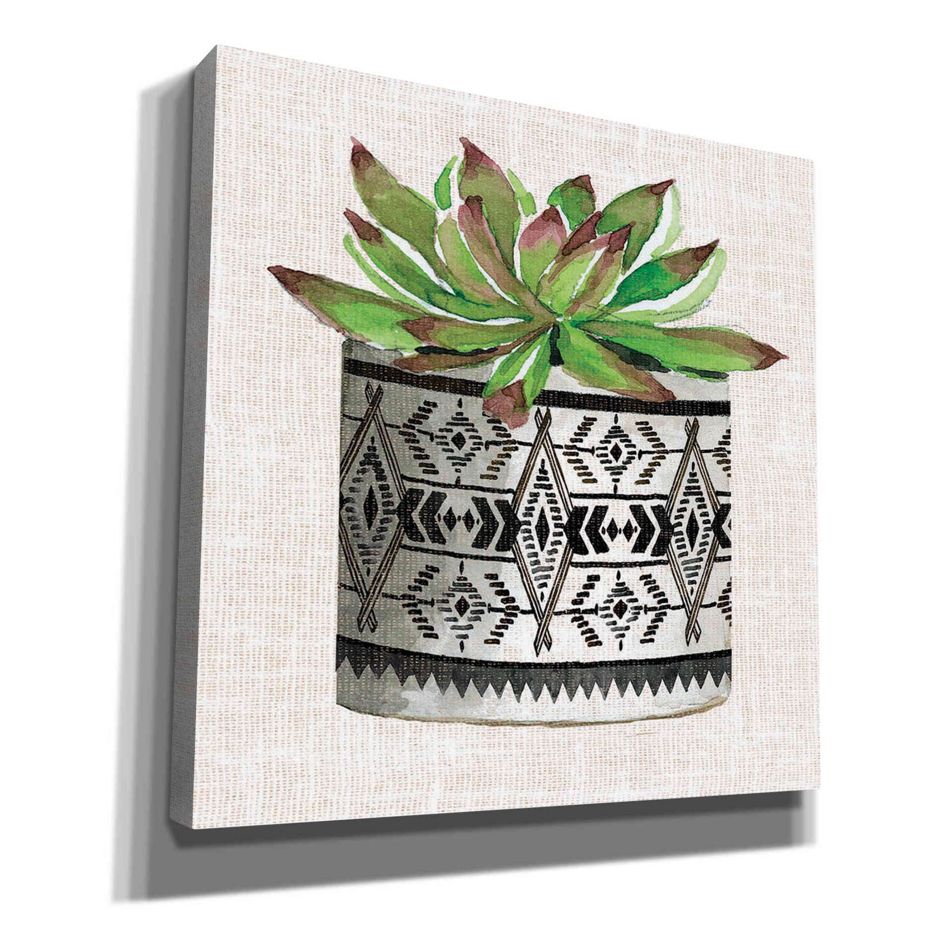 'Cactus Mud Cloth Vase I' by Cindy Jacobs, Canvas Wall Art