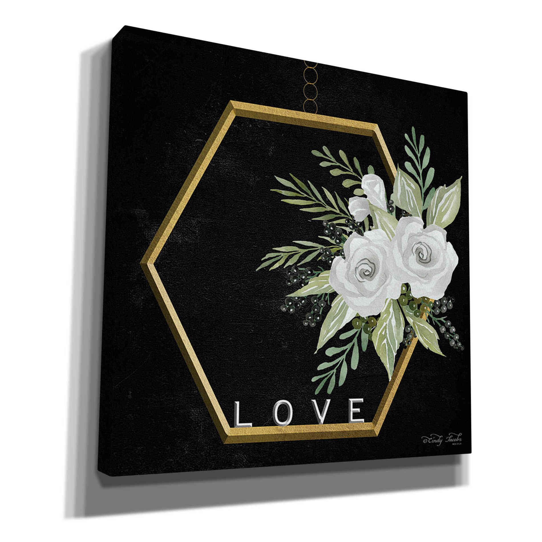 'Geometric Hexagon Muted Floral' by Cindy Jacobs, Canvas Wall Art