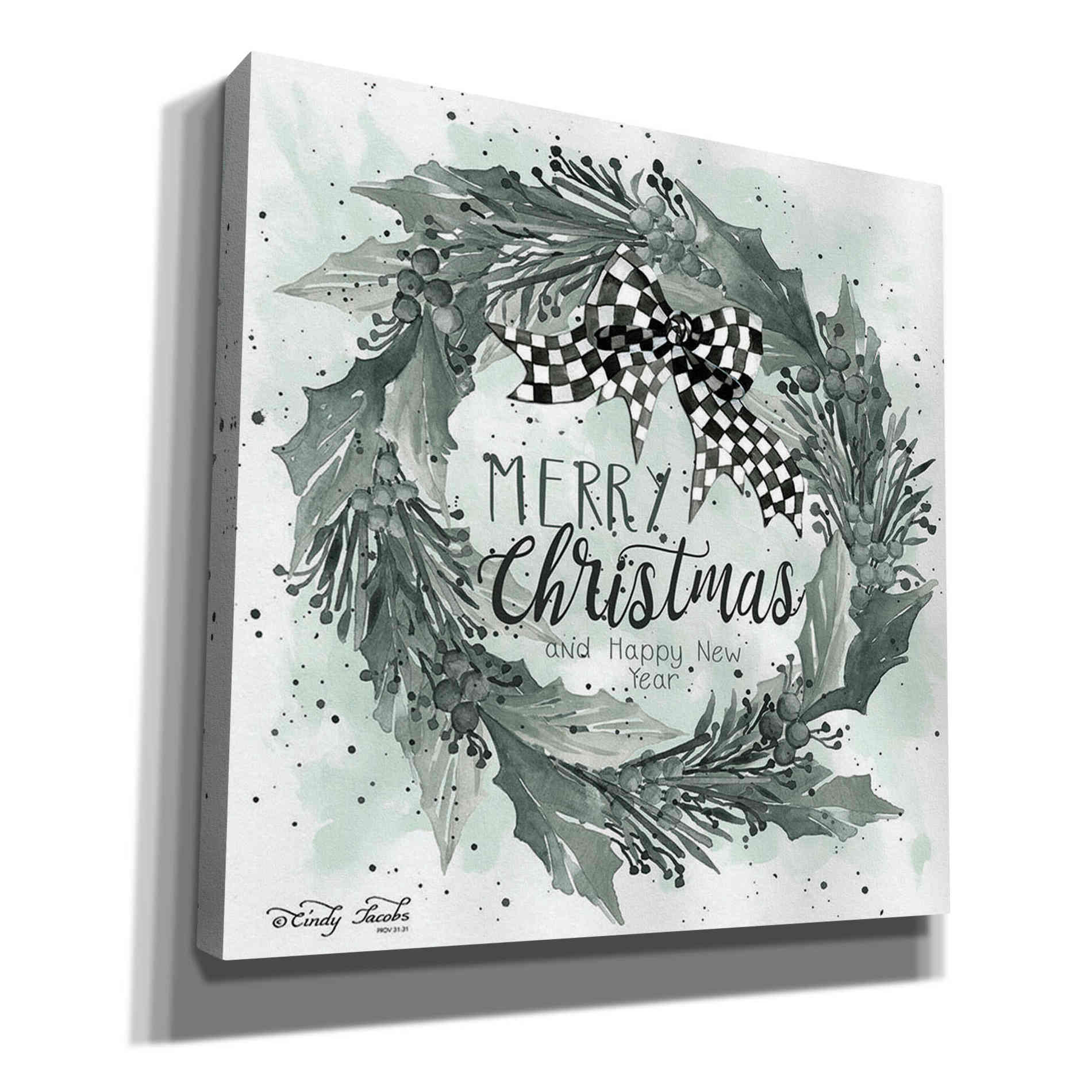 'Christmas and New Year Wreath' by Cindy Jacobs, Canvas Wall Art