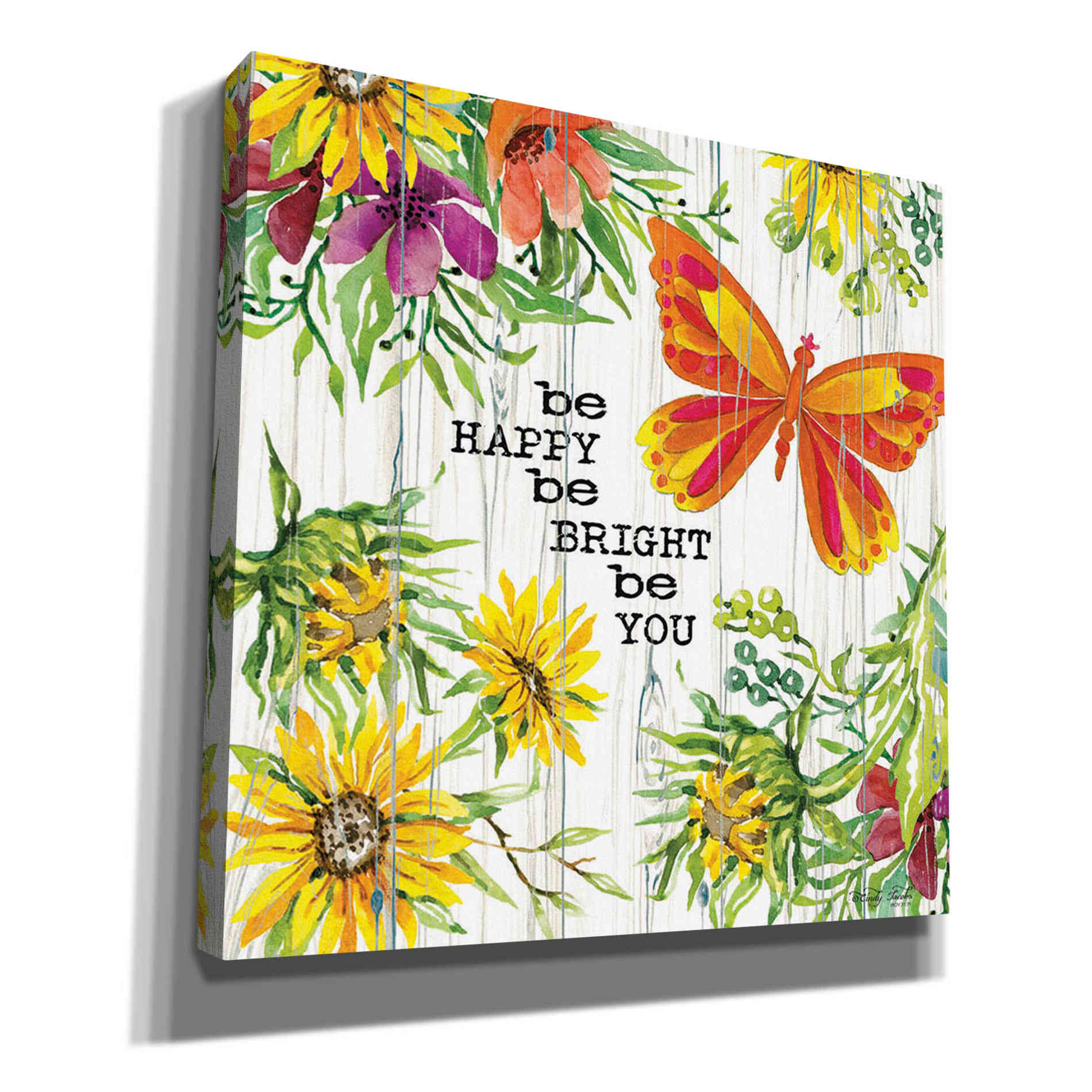'Be Happy' by Cindy Jacobs, Canvas Wall Art
