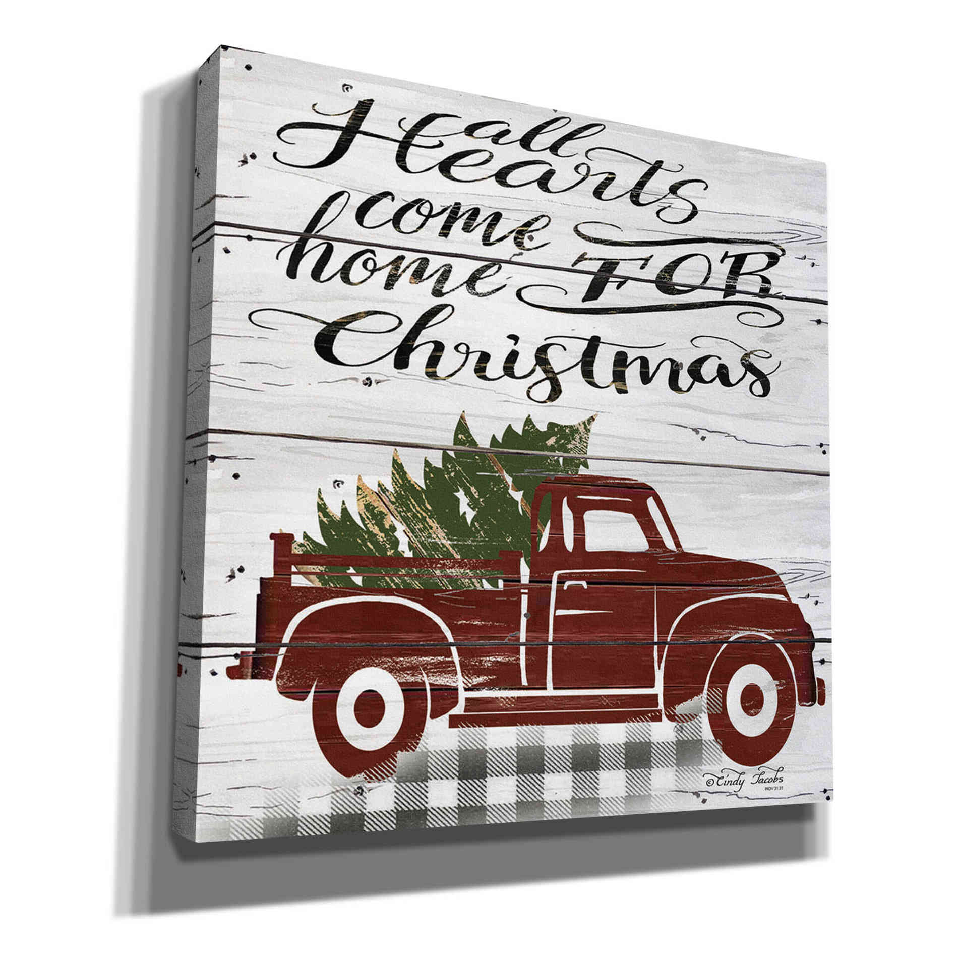 'All Hearts Red Truck' by Cindy Jacobs, Canvas Wall Art