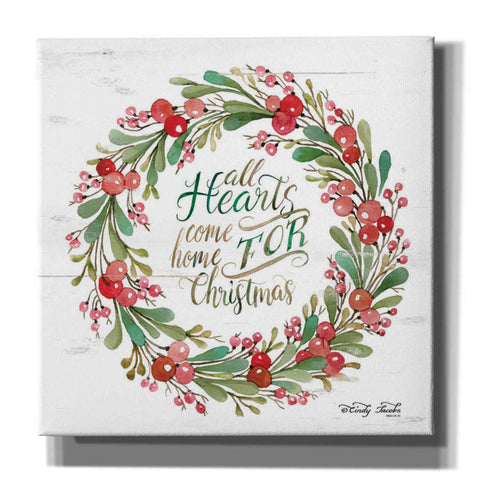 Image of 'All Hearts Come Home for Christmas Berry Wreath' by Cindy Jacobs, Canvas Wall Art