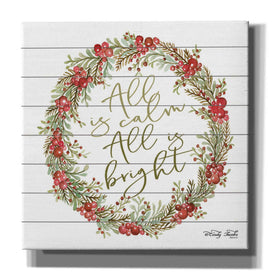 'All is Calm Berry Wreath' by Cindy Jacobs, Canvas Wall Art