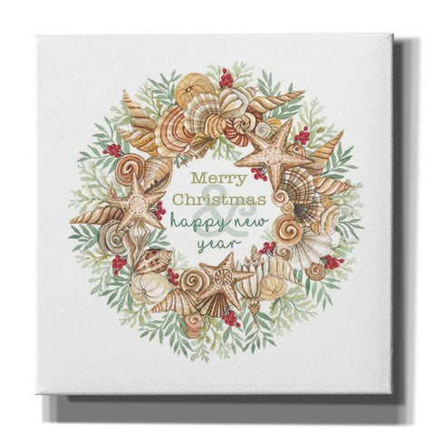 Image of 'Coastal Wreath Merry Christmas' by Cindy Jacobs, Canvas Wall Art