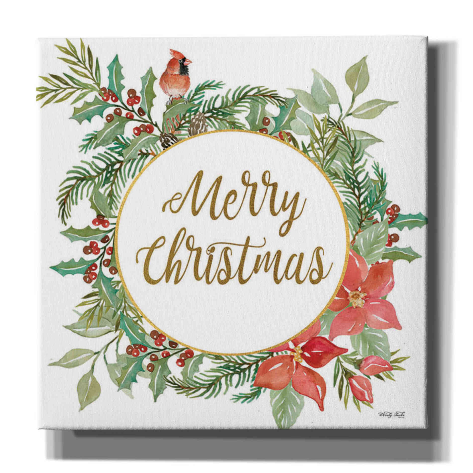 'Merry Christmas Cardinal Wreath' by Cindy Jacobs, Canvas Wall Art