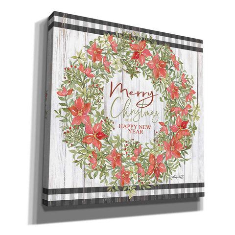 Image of 'Merry Christmas & Happy New Year Wreath' by Cindy Jacobs, Canvas Wall Art
