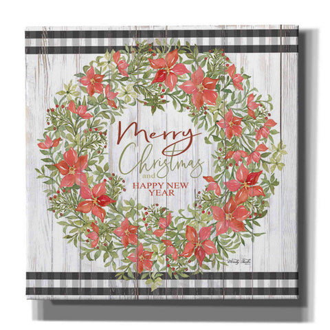 Image of 'Merry Christmas & Happy New Year Wreath' by Cindy Jacobs, Canvas Wall Art
